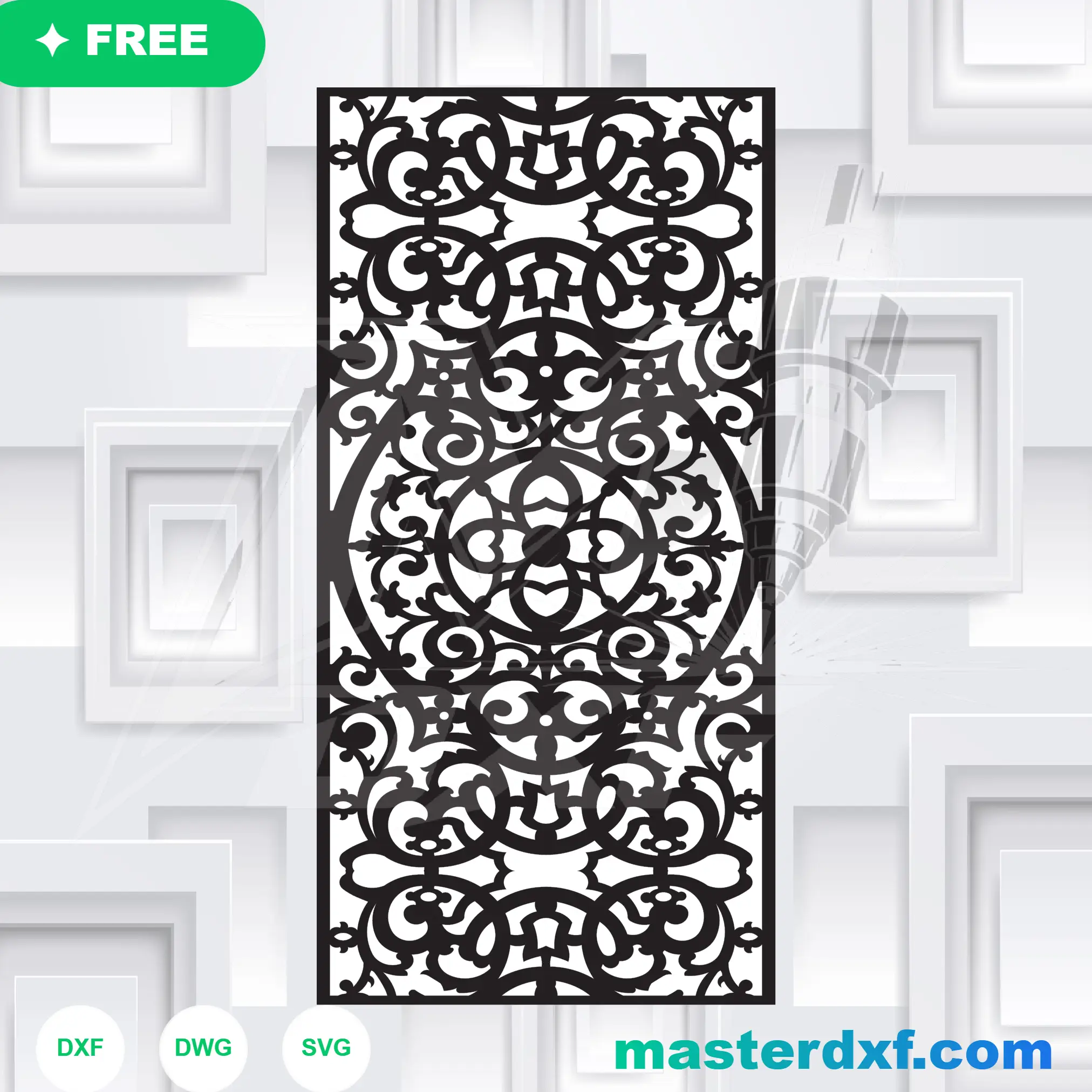 Intricate Arabesque Decorative Panel DXF for CNC DXF File
